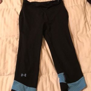 Worn ONCE! Under Armour Capris Navy/ Sky Blue XS